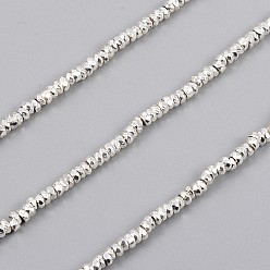 Silver Plated Electroplated Non-magnetic Synthetic Hematite Beads Strands, Rondelle, Faceted, Silver Plated, 2x1mm, Hole: 0.7mm, about 390pcs/Strand, 15.75 inch(40cm)
