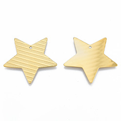 Real 18K Gold Plated Ion Plating(IP) 304 Stainless Steel Pendants, Star, Real 18K Gold Plated, 36x38x1mm, Hole: 1.8mm