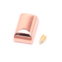 Rose Gold Alloy Bag Zipper Cord End, with Iron Screw, Rectangle, Rose Gold, 17x11x6mm, 4x9mm Inner Size