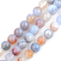 Natural Agate Natural Agate Beads Strands, Dyed, Round, 8mm, Hole: 1mm, about 48pcs/strand, 15.16 inch(38.5cm)