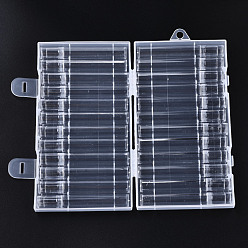 Clear Rectangle Polystyrene Bead Storage Containers, with 24Pcs Tube Containers, for Jewelry Beads Small Accessories, Clear, 185x93x28mm