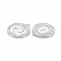 Платинированный Медные подвески для монет, плоско-круглые, без никеля , Реальная платина, 19x16x2 мм, отверстие : 1.6 мм