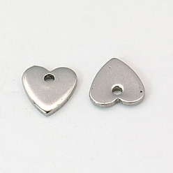 Stainless Steel Color 201 Stainless Steel Stamping Blank Tag Pendants, Heart, 7x7x1mm, Hole: 1mm