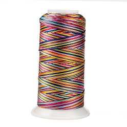 Colorido Hilo de coser de poliéster redondo teñido en segmentos, para coser a mano y a máquina, bordado de borlas, colorido, 12 -ply, 0.8 mm, sobre 300 m / rollo