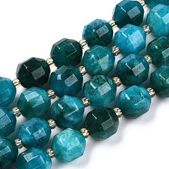 Dark Cyan Natural Dolomite Beads Strands, Faceted, Dyed, Round, Dark Cyan, 10.5x9.5mm, Hole: 1.2mm, about 31pcs/strand, 15.04 inch~15.35 inch(38.2cm~39cm)
