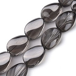 Dark Gray Transparent Electroplate Glass Beads Strands, Pearl Luster Plated, Teardrop, Dark Gray, 18.5x12.5x6mm, Hole: 1mm, about 40pcs/strand, 29.29 inch(74.4cm)