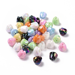 Mixed Color Acrylic Imitation Shell Beads, Faceted Flower, Mixed Color, 15x14~14.5mm, Hole: 2.5mm