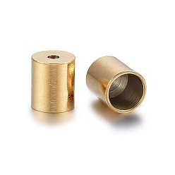 Oro Revestimiento iónico (ip) 304 extremos de cable de acero inoxidable, tapas de los extremos, columna, dorado, 8x7 mm, agujero: 1.5 mm, diámetro interior: 6 mm