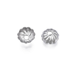 Stainless Steel Color 304 Stainless Steel Bead Caps, Multi-Petal, Flower, Stainless Steel Color, 6x2mm, Hole: 1.4mm