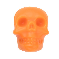 Orange Halloween Silicone Focal Beads, Skull, Orange, 21x16x20mm, Hole: 2.5mm