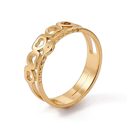 Chapado en Oro Real 18K Chapado en iones (ip) 201 corazón hueco de acero inoxidable con anillo de dedo de mal de ojo para mujer, real 18 k chapado en oro, tamaño de EE. UU. 6 1/4 (16.7 mm)