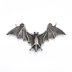 Antique Silver 316 Surgical Stainless Steel Big Pendants, Bat, Antique Silver, 37x69x8mm, Hole: 3mm