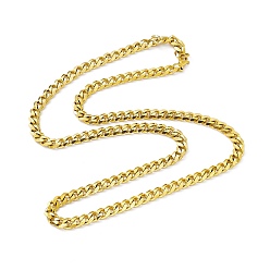 Oro Chapado al vacío 201 collar de cadena de eslabones cubanos de acero inoxidable con 304 cierres de acero inoxidable para hombres y mujeres, dorado, 23.54 pulgada (59.8 cm), link: 8x6x2 mm