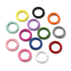 Mixed Color Spray Painted Alloy Spring Gate Ring, Rings, Mixed Color, 28x5mm