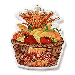 Vegetables Thanksgiving Day Themed Opaque Printed Acrylic Pendants, Vegetables, 36x29x2mm, Hole: 2mm