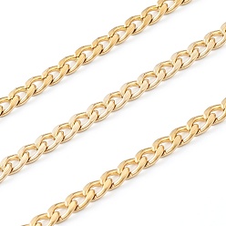 Oro Revestimiento iónico (ip) 304 cadenas de bordillo de acero inoxidable, cadena torcida, sin soldar, con carrete, dorado, 6x4x1 mm, 32.8 pies (10 m) / rollo