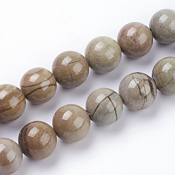Hoja de Plata del Jaspe Cuentas de la hoja de plata natural de jaspe hebras, rondo, 8 mm, agujero: 1 mm, sobre 48 unidades / cadena, 15.3 pulgada (39 cm)