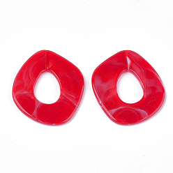 Rouge Anneaux liant acrylique, connecteurs à liaison rapide, pour la fabrication de chaînes de bijoux, style de pierres fines imitation, rouge, 51.5x45x3.5mm, trou: 23x16 mm, sur: 78 pcs / 500 g