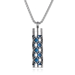 Flower Titanium Steel Perfume Bottle Necklaces, Column with Aromatherapy Cotton Sheet Inside Necklace, Flower, 25.59 inch(65cm)