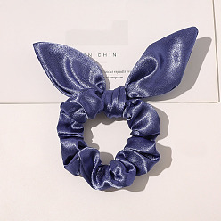 Dark Slate Blue Rabbit Ear Polyester Elastic Hair Accessories, for Girls or Women, Changeant Fabric Scrunchie/Scrunchy Hair Ties, Dark Slate Blue, 80mm