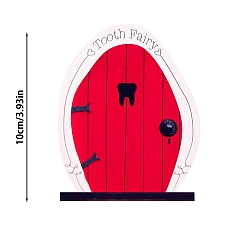 Красный Миниатюрная деревянная садовая дверь, для кукольных аксессуаров, притворяющихся опорными украшениями, красные, 100x85 мм