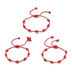 Roja Pulsera de cordón de nudo trenzado de nailon de tamaño 3 piezas 3, pulseras ajustables de la suerte para niños, rojo, diámetro interior: 1-1/4~3-1/8 pulgada (3.2~7.8 cm), 1 pc / tamaño