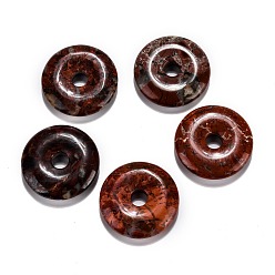 Brecciated Jasper Natural Brecciated Jasper Pendants, Donut/Pi Disc, Donut Width: 11~12mm, 28~30x5~6mm, Hole: 6mm