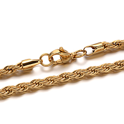 Золотой 304 из нержавеющей стальной трос цепи ожерелья, с карабин-лобстерами , золотые, 17.7 дюйм (45 см), 4 мм