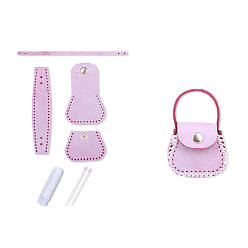 Pearl Pink DIY Purse Making Kit, Including Cowhide Leather Bag Accessories, Iron Needles & Waxed Cord, Pearl Pink, 5x5.3cm