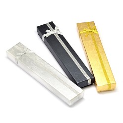 Couleur Mélangete Boîtes de bracelet de rectangle de carton, avec éponge à l'intérieur et ruban de satin bowknots, couleur mixte, 20x4.1x2.4 cm