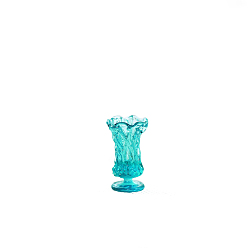 Cyan Ornements miniatures de gobelet en résine, accessoires de maison de poupée de jardin paysager micro, faire semblant de décorations d'accessoires, avec bord ondulé, cyan, 8~10x17mm