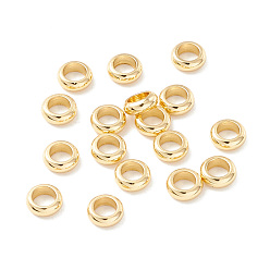 Chapado en Oro Real 18K 201 de acero inoxidable perlas espaciadoras, plano redondo / anillo, real 18 k chapado en oro, 5x2 mm, agujero: 3.5 mm