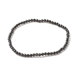 Spinelle Bracelet extensible en perles de spinelle noir naturel pour femme, perles: 3 mm, diamètre intérieur: 2-1/8 pouce (5.5 cm)