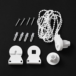 White Beaded Chain Rolling Blind Replacement Repair Kit, 25mm Roller Blind Fittings, including Screws, Anchor Plug, Bracket, Bead Chain, White, 2 sets/bag