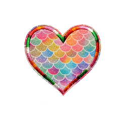 Разноцветный Компьютеризированная вышивка тканью утюжок на / шить на заплатках, аксессуары для костюма, сердце, красочный, 65x65 мм