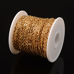 Золотой Ионное покрытие (ip) 304 кабельные цепи из нержавеющей стали, несварные, с катушкой, золотые, 4x3x0.8 мм, около 32.8 футов (10 м) / рулон