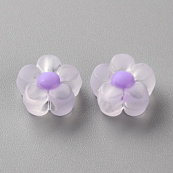 Lilac Transparent Acrylic Beads, Frosted, Bead in Bead, Flower, Lilac, 12x12.5x6mm, Hole: 2.5mm, about 893pcs/500g
