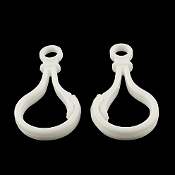 White Opaque Solid Color Bulb Shaped Plastic Push Gate Snap Keychain Clasp Findings, White, 51x25x5.5mm, Hole: 6mm