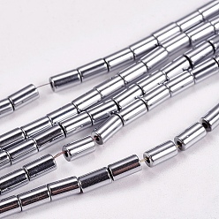 Platinum Plated Electroplate Non-magnetic Synthetic Hematite Beads Strands, Column, Grade A, Platinum Plated, 5x3mm, Hole: 1mm, about 80pcs/strand, 16 inch