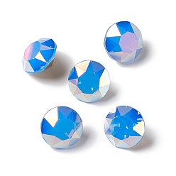 Воздушный Синий Опал Стеклянные кабошоны со стразами в стиле AB, задние и задние, алмаз, воздушный синий опал, 8x5.5 мм