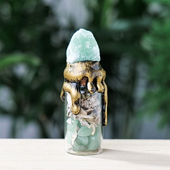 Авантюрин Бутылка энергии из необработанного натурального авантюрина, Рейки драгоценный камень внутри стеклянной бутылки желаний Хэллоуин украшение дома, 70~80 мм