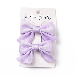 Lilac Solid Color Bowknot Cloth Alligator Hair Clip, Hair Accessories for Girls, Lilac, 42~45x70~74x13~14mm, 2pcs/card