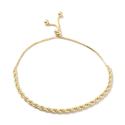Plaqué 18K Or Véritable Bracelet coulissant corde en laiton et chaîne vénitienne, bracelet réglable pour femme, sans cadmium et sans plomb, réel 18 k plaqué or, diamètre intérieur: 1-1/2~3-1/8 pouce (3.7~7.8 cm)