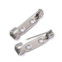Stainless Steel Color 304 Stainless Steel Pin Brooch Back Bar Findings, Stainless Steel Color, 32x5x6mm, Hole: 2mm, Pin: 0.8mm
