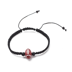 Human Acrylic Braided Bead Bracelet, Nylon Cord Adjustable Bracelet for Women, Player Pattern, Inner Diameter: 2-1/8~3-1/2 inch(5.5~8.8cm)