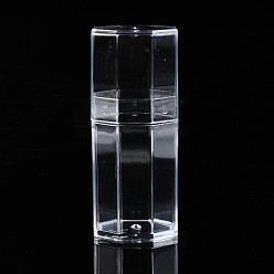 Clear Hexagon Polystyrene Bead Storage Container, for Jewelry Beads Small Accessories, Clear, 3.4x3.4x8.1cm, compartment: 3x3cm
