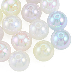 Color mezclado Perlas de acrílico chapadas en arco iris iridiscentes, perlas de brillo, rondo, color mezclado, 14x13.5 mm, agujero: 2.5 mm