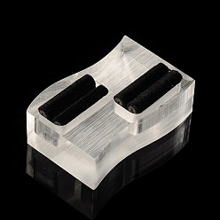 Прозрачный Органическое стекло кольцевые дисплеи, черным бархатом, поворот прямоугольника, прозрачные, 37x59x19 мм