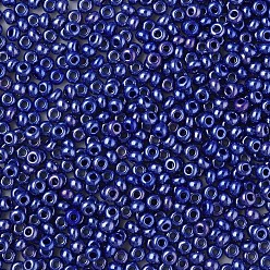 Bleu Foncé 8/0 perles de rocaille en verre opaque tchèque, lustered, ronde, bleu foncé, 3x2mm, Trou: 1mm, environ 500 g /sachet 