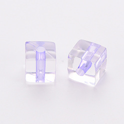 Lila Abalorios de acrílico transparentes, cubo, lila, 8x7.5x7.5 mm, agujero: 1.8 mm, Sobre 900 unidades / 500 g